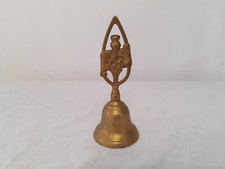 Vintage Brass Bell With Leaf Floral Handle Metal Dinner Pub School Call Bell