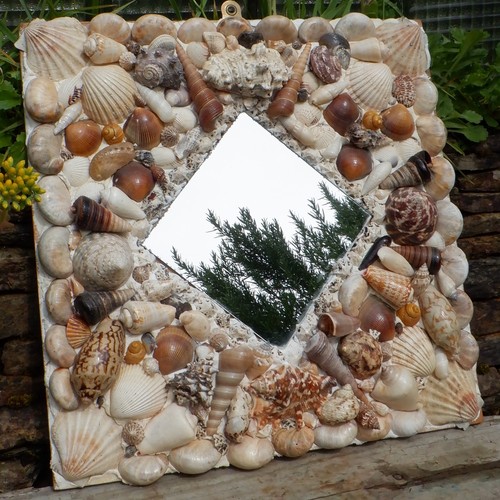 Vintage seashell mirror hand - vintage,