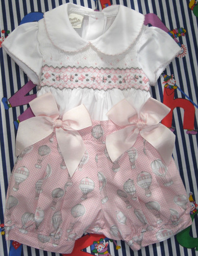 Smocked play suit romper pink - smocked,