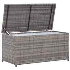 Garden Storage Box Grey 100cm Poly Rattan Outdoor Furniture Patio Storage Chest
