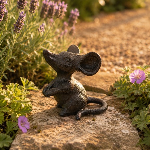 Cast iron mouse ornament - cast, small