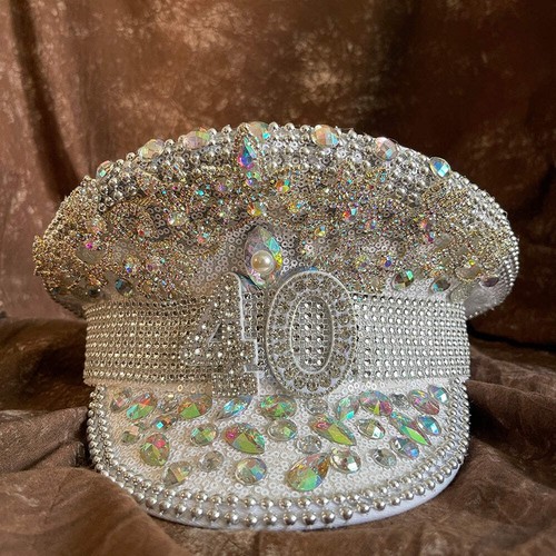 Rhinestone military hat - rhinestone,