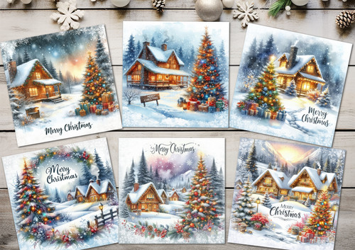 Snowy woodland houses - houses, merry
