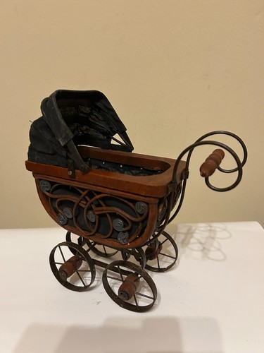 Antique wicker baby doll pram - baby,