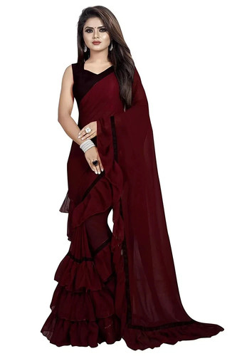 Women plain georgette ruffle - plain,