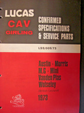 LUCAS CAV GIRLING  SERVICE PARTS CATALOGUE BRITISH LEYLAND - 1973