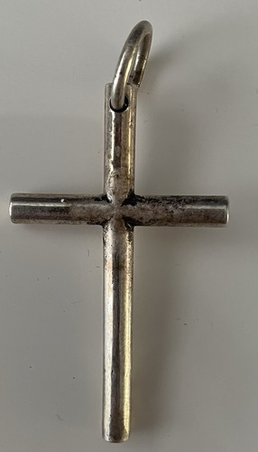 Solid silver bar cross - solid, pendant