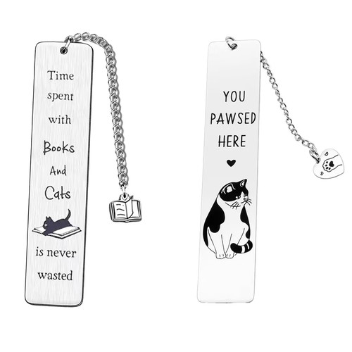 Cat bookmarks stainless steel - cat,