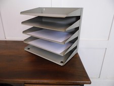 Vintage Bisley office desk filing paper mail metal trays Grey paint office