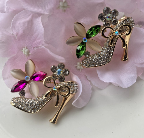 Gold tone large pink or - 1.75",