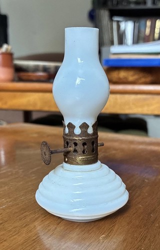 Vintage miniature oil lamp - miniature, lamp-