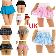 Unisex Sissy Adults Crossdressing Ruffle Micro Mini Skirt for Lingerie Nightwear