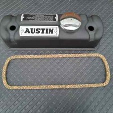Classic Mini rocker cover black crackle ,chrome cap, austin ,westlake plates,