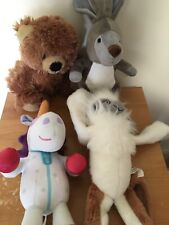 4 x Soft Plush Animal Toys Set - Monkey Unicorn Kangaroo Teddy Bear Stuffed Toys