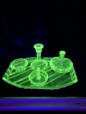 Art Deco Uranium Glass 5 Piece