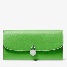 MICHAEL KORS JET SET HAMILTON Leather LG FLAP ENVELOPE CONTINENTAL JUNGLE GREEN