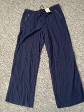 TU Blue Linen Rich Trousers Size 16R BNWT. Rrp £15 Straight/wide Leg