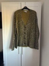 Zara Green Metallic Animal Print Cardigan Size L NWOT