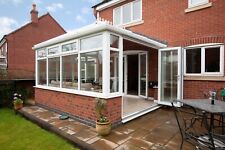 White UPVC Edwardian conservatory on dwarf wall 4100mm x 4400mm