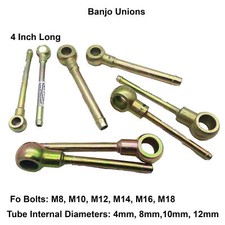 M12 M14 M16 M18 STEEL BANJO SPIGOT EYE UNION FUEL LINE HOSE FITTING 4" LONG TAIL