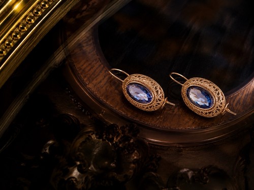 Vintage blue crystal filigree - crystal,