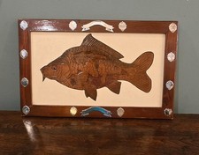 Vintage Homemade Wooden Angling Trophy Plaque With Shields 1980's Collectable