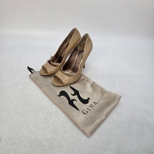 Gina beige patent leather peep - gina,