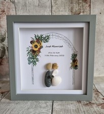 Personalised framed wedding pebble art gift keepsake/ mr mrs/mrs/Friend/sister/