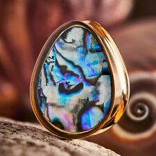 Abalone & Gold Steel Teardrop Plug / Gauge