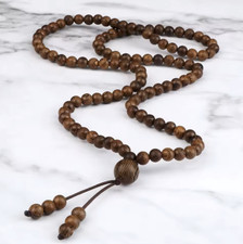 Wooden 108 Mala Prayer Beads Tibetan Necklace Handmade 6mm Wood Beaded Buddhism