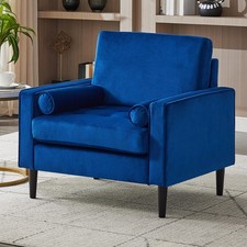 Modern Single Armchair Fabric 1 Seater Sofa Chair Couch with 2 Armrest Cushions