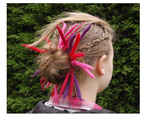 Red dreadlock hair scrunchie - ,
