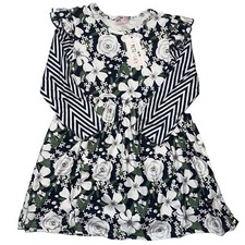 Pete + Lucy Girls Size 4T /4 Dress Long Sleeve Boutique NWT New Floral Striped