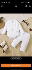 NEW Stylish White Christening / Baptism Outfit for Baby Boy 6-9M | 2-Piece Set
