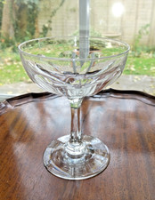 Antique Victorian Crystal Champagne Saucer Glass ~ Lens Cut  ~ Ground Pontil