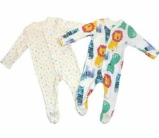 Ex M&S Baby Boy Lion Animal Zoo 2 Pack  Sleepsuits Babygrow Tiny Baby - 3 Years