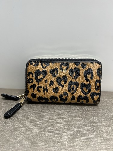 Coach leopard print double - , zip