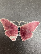 antique Sterling Silver enamel butterfly brooch a/f By TLM