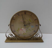 VINTAGE MANTEL CLOCK SMITHS SECTRIC METAL GOLD FLORAL  GOOD CONDITION