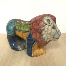 Raku Pottery Lion Figurine
