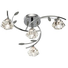 4 Lights Chrome Finish Ceiling Semi-Flush Fitting Light with Clear Glass Shades
