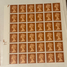 R064 GB MNH 1/2d Machin Definitive SG723 Pre-decimal 1967-1970 Block of 36