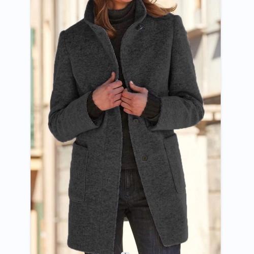 Ladies button trench wool - ladies,