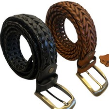 Leather Braided Belts For Men Bkack And Brown 