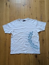 Fred Perry T Shirt  Y2k Vintage 2000s Logo White/Baby Blue Shower Sleeve  SizeXL