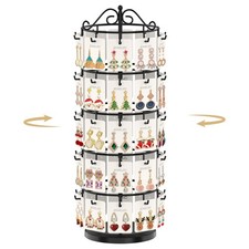 Earring Card Display Stand for Vendors, 50 Hooks Metal Rotating Organizer Rac...