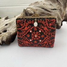 Dark Red And Pearl Mini Handbag Ornament With Chain Plaster