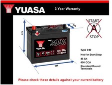 Battery fits MORRIS MINOR MINI MARINA ITAL Yuasa 049 400A 45Ah Quality