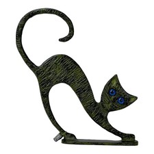 Cat Real Bronze Metal Art Sculpture Handmade in Greece 4.70 in