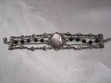 Vintage Style Antique Gothic Medieval Clear Jewel Diamante Adjustable Bracelet